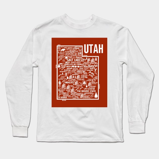 Utah Map Long Sleeve T-Shirt by fiberandgloss